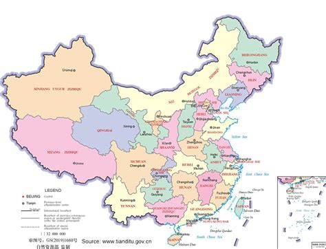 china map with provinces and cities